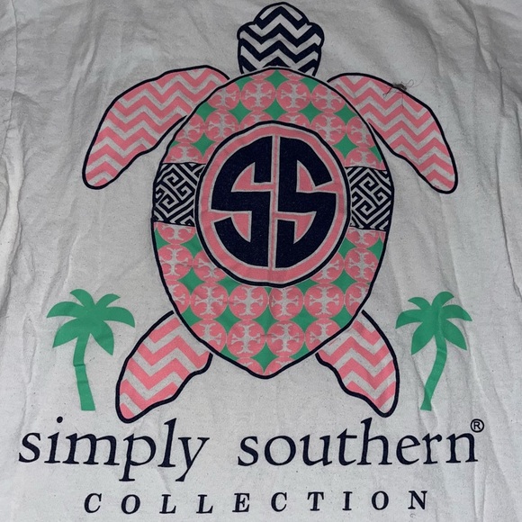 Simply Southern Shirt Womens M White Logo Turtles Collection Casual Graphic - Picture 5 of 5